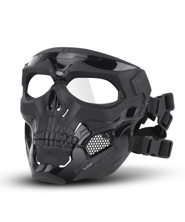 Yzpacc Airsoft Tactical Mask Skull Full Face Mask for Halloween Cosplay Costume Black