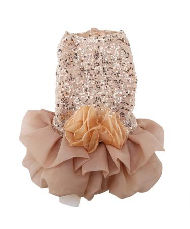Dog Dress Pet Small Dog Clothes Sequin Silky Tutu Puppy Costume Dog Princess Elegant Skirt Wedding Costume(L- Gold) L Gold