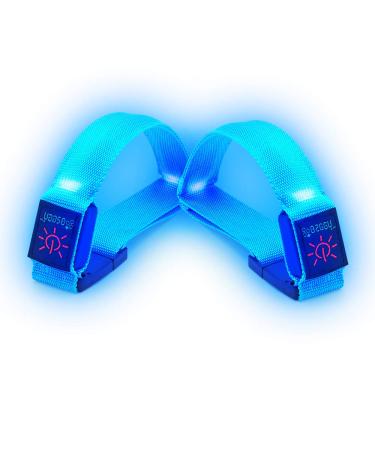 BSEEN 2 Pack LED Armbands for Running - Glow in The Dark Safety Running Gear LED Bracelet Sports Wristbands Fluorescent Blue
