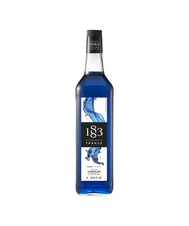 1883 Maison Routin Premium Blue Curacao Flavoured Syrup for Cocktails & Mocktails Glass 1L Blue Curacao 1 l (Pack of 1)