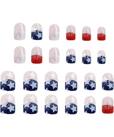 Independence Day Press On Nail | American Flag Design Full Cover Nails - 4th Of July Cute Nails Stick On Nails American Stars And Stripes Patriotic Nail Art - Buy Online on SooperMarket.com