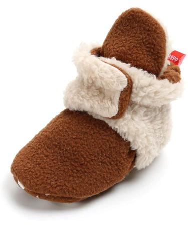 TMEOG Baby Booties Slippers Infant Boots Newborn First Walking Shoes Baby Winter Sock Crib Shoes for Boys Girls 0-18Months 0-6 Months B Brown Furry