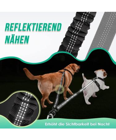 Buy NASJAC Double Dog Linen Coupler | Adjustable Reflective & Shock-Damping Shared Leash for 2 Dogs - Black & Gray - Buy Online on SooperMarket.com