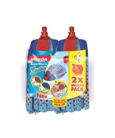 Vileda Wischmop Ersatzk pfe SuperMocio 3Action XL Refill Twin Pack Pack of 2 Multi-Colour Twin replacement head