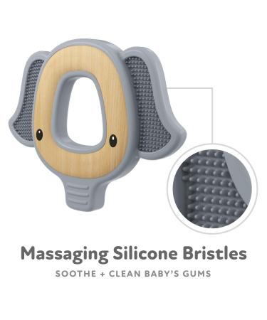 Nuby Natural Wood & Silicone Teether Elephant (80802) 3M+ Gray - Pack of 2 - Buy Online on SooperMarket.com