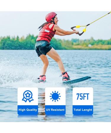 SELEWARE Water Ski Rope with Soft Rubber Handle and 2 Floats - 75 ft 2 Section Boat Tow Rope for Towable Tube - 4000 lbs Capacity - Buy Online on SooperMarket.com