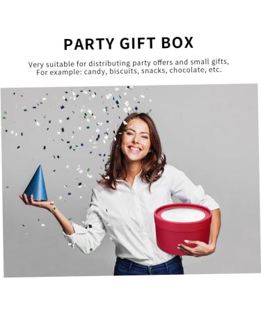 HOMSFOU Candy Jars Boxes round case mini round open the window chic biscuit box Christmas box Christmas container packing box gift box candy box christmas eve max sweets gift candy jar - Buy Online on SooperMarket.com