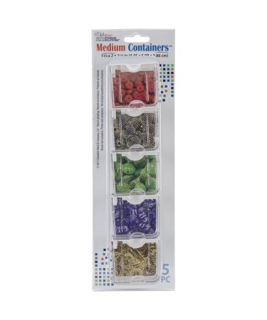 Elizabeth Ward Bead Storage Solutions Clear Plastic Storage Containers (5pc)   Medium   Organize Beads  Jewelry Making and Craft Supplies  Earrings and More   Securely Snaps Shut  1-3/4  x 2  x 1-1/8  2 x 2 inches