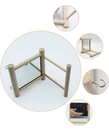 Bogoro Wooden Mirror & Bird Toy - Parrot Cage Accessories Fun Toys and Stylish Wooden Frame - Buy Online on SooperMarket.com