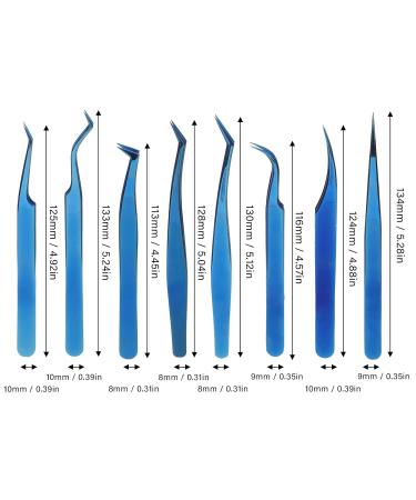 Premium 8-Part Steel Eyelash Extension Tweezers Set - Precision Fine Pointed Tools for Professionals - Buy Online on SooperMarket.com