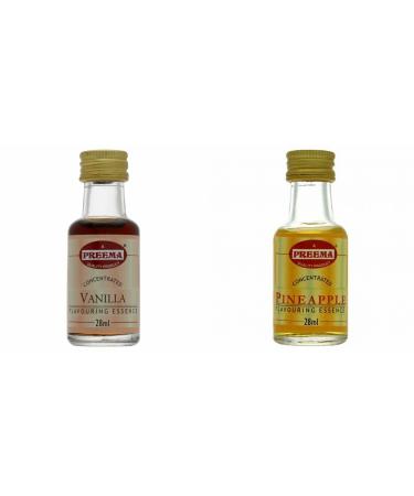 Preema Vanilla Essence - 28ML And Preema Pineapple Flavouring Essence - 28ml Prefect For Baking | Halal | Premium Quality