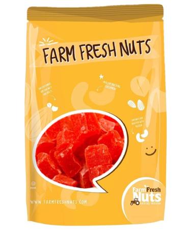 Dried Papaya Chunks (5 Lbs.) - Diced Dried Papayas Best for Snacking & Baking - Paw Paw Tree - Lightly Sugar Coated, Low Sodium, Dairy Free, Low Cholesterol, Low Fat & High Fiber Fruits - Farm Fresh Nuts Brand 5 Pound