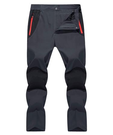 TACVASEN Men's Quick Dry Hiking Pants Lightweight Water Resistant Mountain Fishing Work Pants #01 Thin Dark Grey 30