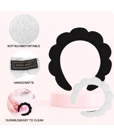 Spa Headband Set for Women - Soft Terry Cloth Headband for Face Washing and Makeup - Bubble Skincare Headband with Wristbands - Black+White - Perfect Gift Idea - Buy Online on SooperMarket.com