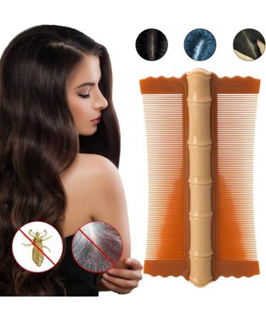 AMZLORD Lice Comb Flea Lice Removal Comb Double-sided Hair Nit Comb Fine Tooth Hair Grooming Comb Bamboo Shape for Cats Dogs Orange - Buy Online on SooperMarket.com