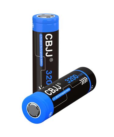 3.7 Volt 18650 Rechargeable Battery 3200mAh 3.7V Battery Flat Top High Capacity Batteries for Flashlight Headlamp 2 Pack
