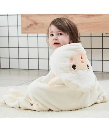 Gneliwm Baby Hooded Bath Towel Swaddle Wrap Blanket - Ultra Soft Coral Velvet Poncho for Newborns - White Sheep Design - Buy Online on SooperMarket.com