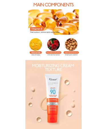 Tinted Sunscreen SPF 90 - Ultra-Light Fluid Broad Spectrum Face Sunscreen with Vitamin E & Niacinamide - Oil-Free Formula for UVA and UVB Protection - 1PC - Buy Online on SooperMarket.com