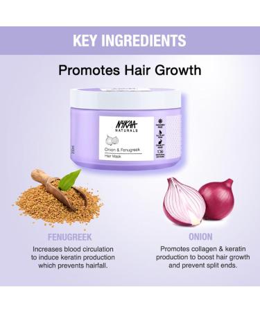 Nykaa Naturals Hair Mask | Deep Conditioner for Dry Damaged Hair | Onion & Fenugreek | 6.76 oz - Suitable for All Hair Types | International Shipping - Buy Online on SooperMarket.com