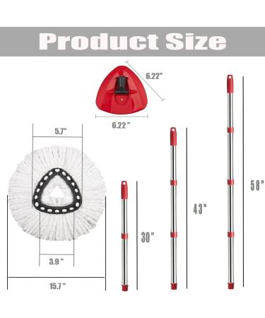 ANREKEYH Spin Mop Set with 2 Refills and Handle Replacement - White (1 Tank System) - Buy Online on SooperMarket.com