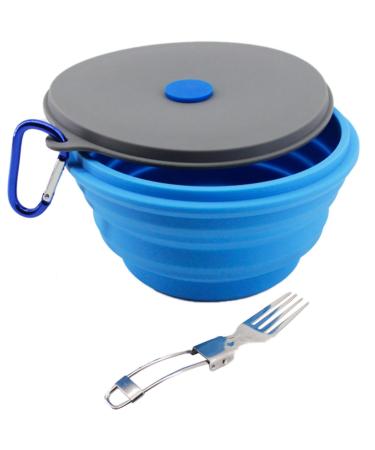 Mr. Peanut's Collapsible Silicone Camping Bowl with Lid & Foldable Fork