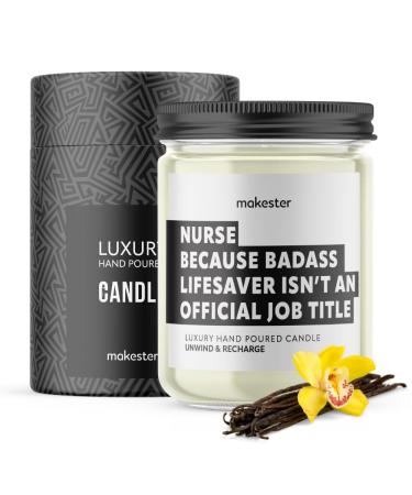 Nurse Candle - 220g Soy Wax with Madagascan Vanilla Jasmine & Sugared Almond - Christmas Nurse Gift - Funny Candles by Makester