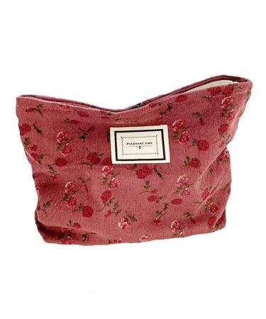 Cosmetic Bags for Women Makeup Bag Large Capacity Purse Travel Toiletry Zipper Storage Pouch Make up Brushes Organizer for Girls Gifts (Dark red, Rose) Dark red Rose