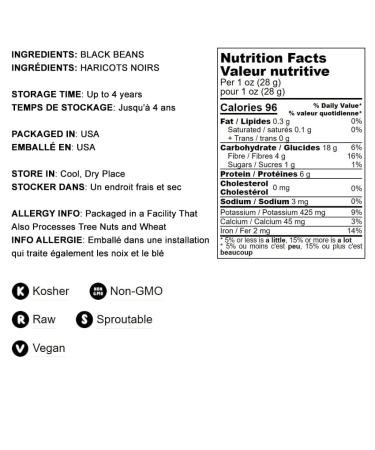 Organic Black Turtle Beans 10 lbs - Non-GMO, Whole Dried, Sproutable & Vegan - Kosher, Low Sodium, High Protein & Fiber - Ideal for Soups, Salads, Stews & Chili - Bulk Pack of 1 - Buy Online on SooperMarket.com