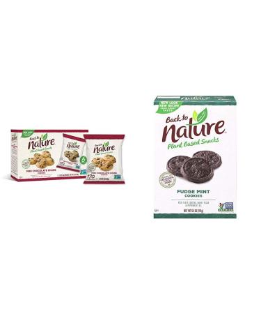 Back to Nature Cookies, Non-GMO Mini Chocolate Chunk, 6 Count & Cookies, Non-GMO Fudge Mint, 6.4 Ounce (Packaging May Vary) Cookies + Fudge Mint Cookies