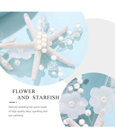 EASEDAILY Starfish Bride Wedding Hair Vine - Silver Flower Headband with Pearls and Crystals for Beach Bridal Hair Accessories - Buy Online on SooperMarket.com