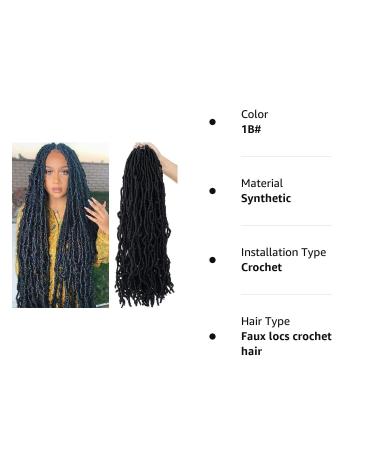 Youngther 24 Inch Faux Locs Crochet Hair 6-Pack - Pre-looped Synthetic Braiding Hair for Black Women (1B) - Buy Online on SooperMarket.com