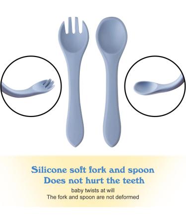 Qshare Suction Baby Plate and Bowl Set with Fork Spoon - BPA Free Silicone Feeding Set for Babies and Toddlers - Buy Online on SooperMarket.com