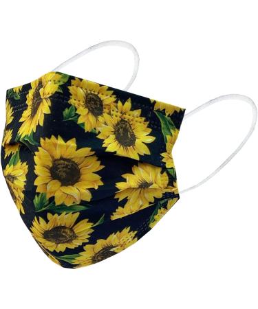 Everydayspecial Disposable Safety Mask 3 Layer Protection Face Mask for Adults 50 pcs + Necklace Holder (Sunflower Print) | 50 Count - Buy Online on SooperMarket.com
