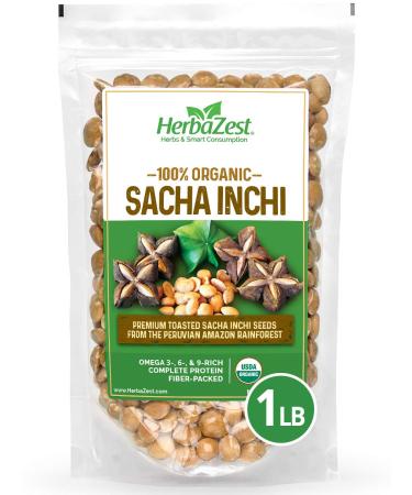 Sacha Inchi Seeds Organic - Premium Nutritious Superfood - Complete Protein, Fiber & Omega Packed - Vegan, Gluten Free & USDA Certified - 16oz (454g) - Perfect for Snacks, Baked & Non-Baked Goods