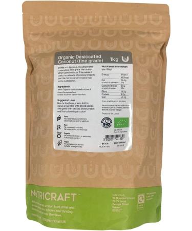 NutriCraft Organic Desiccated Coconut 1kg - fine grade vegan and riich in fibre - Sri Lankan Coconuts - Buy Online on SooperMarket.com