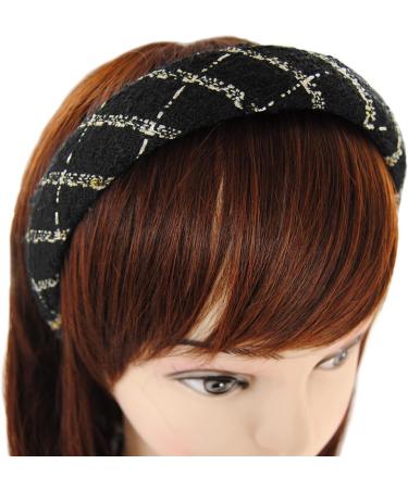 axy HRK8 Wide Headband with Tweed Fabric Padded - Beautiful Headband Hair Accessories (Black) - Buy Online on SooperMarket.com