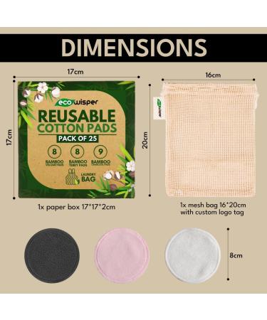 Reusable Makeup Remover Pads 25 PCS Bamboo Wipes - Reusable Cotton Pads with Washable Laundry Bag - Zero Waste Cotton Wool Pads - Eco Friendly Gifts - Soft & Gentle Makeup Wipes For All Skin Types - Buy Online on SooperMarket.com