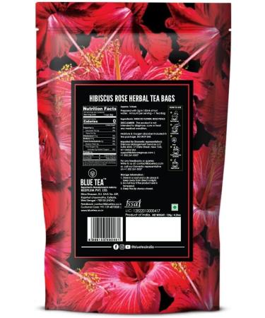 BLUE TEA - Hibiscus Rose Herbal Tea - 60 Tea Bags || CAFFEINE FREE || Hibiscus + Rose | Christmas Tea Gifts | Vegan - Gluten Free - Non-GMO | Eco-Conscious Ziplock Pouch - Buy Online on SooperMarket.com