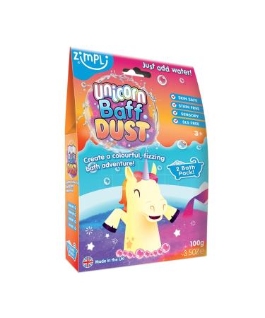 Unicorn Baff Dust 2 Bath Pack from Zimpli Kids Magical Bath Bomb Powder Gift for Children Unicorn Toys for Girls Birthday Presents for Children Bath Toys Moisturising & Organic