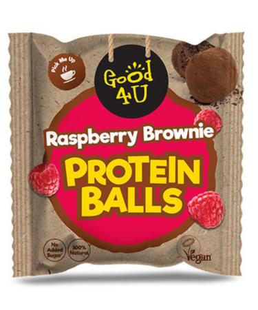 Good4U Raspberry Brownie Protein Ball-High Fibre with Low Sugar Alternative to Protein Bars Mixed with Nut-Healthy Protein Snack-Gluten Free 10 x 40g Pack