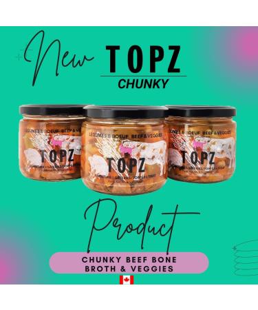 TOPZ Dog Food Chunky Beef & Veggies Broth Kibble Topper - 100% Natural Dog Food Topper in Beef Bone Broth with vegtables for Picky Eaters - No Preservatives - All Natural Dog Treat & Mix-in (3-Pack) - Buy Online on SooperMarket.com