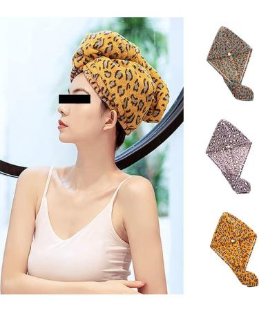 Seloobant Leopard Print Microfiber Towel Set - Super Absorbent Quick Dry Hair Towels (3 Pack) for Ultimate Hair Care - Buy Online on SooperMarket.com