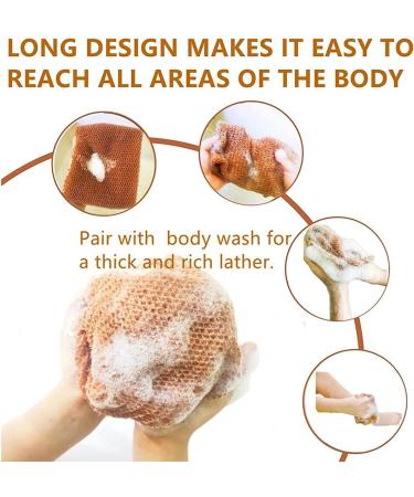 CUHZA 2 bath mesh 2 foam nets exfoliating washcloth shower sponge body exfoliating sponge removes dirt and oil from the skin smoother skin (blue brown) - Buy Online on SooperMarket.com