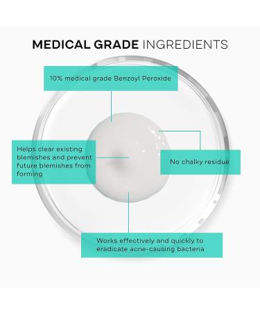 Benzoyl Peroxide Acne Gel Spot Treatment - Maximum Strength 10% Medical Grade Pimple Cream - Buy Online on SooperMarket.com