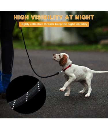Toivize Adjustable Dog Leash for Large Dogs - 3m Nylon with Reflective Stripes 2 Carabiner Hooks & 3 Rings - Durable & Stylish Black - Buy Online on SooperMarket.com