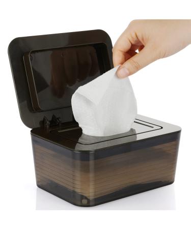 Whiidoom Baby Wipes Dispenser, Wipes Holder Dustproof Wipes Container Case Keep Wipes Fresh and Moist (Dark Brown) Black