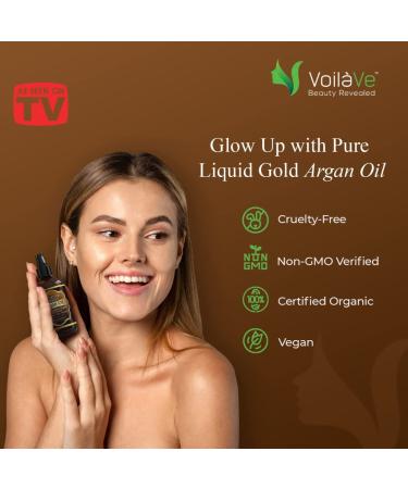 VoilaVe Organic Moroccan Argan Oil - Cold Pressed for Skin, Nails, Hair Growth - Anti-Aging Moisturizer with Vitamin E - 4 fl oz - Buy Online on SooperMarket.com