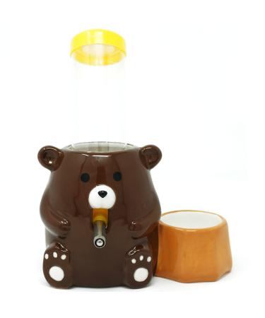 Wuko 2-in-1 Ceramic Leak Proof No Drip Water Bottle Holder with Food Bowl for Hamsters, Mice, Gerbils, & Small Animals, Brown, (HAM_2)