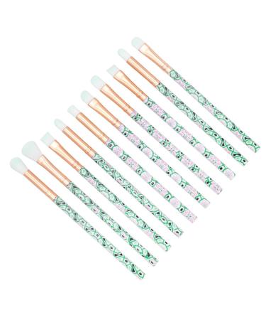 Housoutil 10pcs Green Supplies Hair Handle Beauty Eye Plastic Care Eyeshadow Cosmetic Makeup