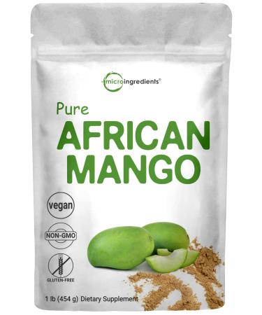 Sustainably Africa Grown  Pure African Mango Powder (Irvingia Gabonensis Powder  Wild Mango Extract)  1 Pound (6 Months Supply)  Wild Harvest  Supports Metabolism and Fat Burning  Non-GMO  Vegan
